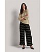 M Made in Italy Knit Foil Chevron Print Pull-On Pants - Image 5