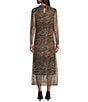 M Made in Italy Leopard Mesh Mock Neck Long Sleeve A-Line Maxi Dress, Color:Leopard - Image 2