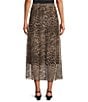 M Made in Italy Leopard Mesh Pull On A-Line Midi Skirt, Color:Leopard - Image 2