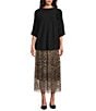 M Made in Italy Leopard Mesh Pull On A-Line Midi Skirt, Color:Leopard - Image 3