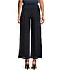 Color:Navy - Image 2 - M Made In Italy Linen Pleated Elastic Waist Pull-On Ankle Length Wide Leg Pants
