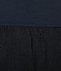 Color:Navy - Image 4 - M Made In Italy Linen Pleated Elastic Waist Pull-On Ankle Length Wide Leg Pants