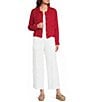 M Made in Italy Linen Point Collar Long Sleeve Button Front Jacket - Image 3