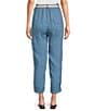 Color:Jeans - Image 2 - M Made In Italy Linen Side Pocket Cropped Belted Cuffed Pant