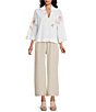 M Made In Italy Linen Straight Leg Drawstring Pants - Image 3