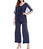 Color:Navy - Image 3 - Pull-On Pleated Ankle Coordinating Wide Leg Pants