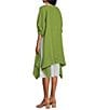 Color:Green - Image 5 - M Made In Italy Round Neckline Short Roll Up Sleeve Dress