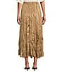 M Made in Italy Satin Crinkled A-Line Maxi Skirt, Color:Gold - Image 2