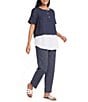 M Made in Italy Stretch Poplin Pin Stripe Pull-On Pants - Image 3
