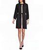 M Made in Italy Woven Color Block Stand Collar Long Sleeve Above Knee Length Dress - Image 1