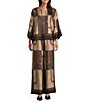 M Made in Italy Woven Geometric Print Crew Neck Long Sleeve Pullover Tunic - Image 3
