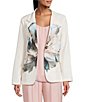 M Made in Italy Woven Printed Flower Notch Lapel Long Sleeve Single Breasted Blazer - Image 1