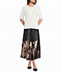 M Made in Italy Woven Satin Border Print A-Line Pleated Skirt - Image 3