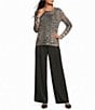 M Made in Italy Woven Satin High Rise Flat Front Wide Leg Pull On Pants - Image 3