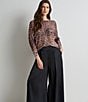 M Made in Italy Woven Satin High Rise Flat Front Wide Leg Pull On Pants - Image 6