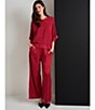 M Made in Italy Woven Satin Wide Leg Pull-On Pants - Image 5