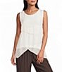 M Made in Italy Woven Silk Crew Neck Sleeveless Tank - Image 1