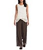 M Made in Italy Woven Silk Crew Neck Sleeveless Tank - Image 3