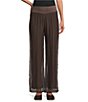M Made in Italy Woven Silk Wide Leg Crop Length Pull On Pants - Image 1