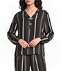 M Made in Italy Woven Stripe V-Neck Long Sleeve Coordinating Tunic - Image 1