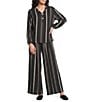 M Made in Italy Woven Stripe Wide Leg Ankle Length Pull-On Coordinating Pants - Image 3