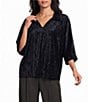M Made in Italy Woven Velvet Johnny Collar 3/4 Sleeve Tunic - Image 1