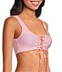 Maaji Dazzle Retro Bloom Reversible Lace Up Bralette Swim Top - Image 6