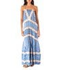 Maaji Rosalia Azure Stripes Loose Maxi Cover-up Dress, Color:Blue - Image 1