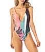 Color:Green - Image 1 - Zoe Plunge V-Neck One Piece Swimsuit