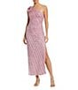 Mac Duggal 3D Flower One Shoulder Beaded Mesh Column Midi Dress, Color:Orchid - Image 1