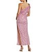 Mac Duggal 3D Flower One Shoulder Beaded Mesh Column Midi Dress, Color:Orchid - Image 2