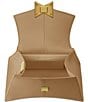 Color:Taupe - Image 3 - Angular Small Leather Satchel Bag