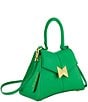 Color:Spring Green - Image 1 - Angular Small Leather Satchel Bag