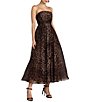 Mac Duggal Animal Printed Chiffon Strapless A Line Midi Dress - Image 1