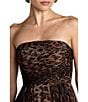 Mac Duggal Animal Printed Chiffon Strapless A Line Midi Dress - Image 3