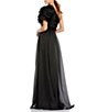 Mac Duggal Applique One Shoulder Short Sleeve A-Line Gown, Color:Black - Image 2