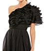 Mac Duggal Applique One Shoulder Short Sleeve A-Line Gown, Color:Black - Image 3