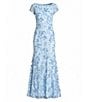 Mac Duggal Floral Mesh Appliqued Cap Sleeve Trumpet Long Gown - Image 4