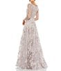 Mac Duggal Appliqued Illusion Long Sleeve A Line Gown, Color:Vintage Lilac - Image 2