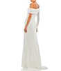 Color:White - Image 2 - Asymmetric One Shoulder Long Sleeve Thigh High Slit Ruched Sequin Gown