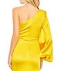 Color:Bright Yellow - Image 4 - Asymmetrical Neck One Bishop Sleeve Mermaid Gown