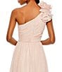 Mac Duggal Asymmetrical One Ruffle Shoulder Sleeveless A-Line Gown, Color:Porcelain - Image 4