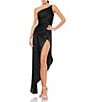 Mac Duggal Asymmetrical One Shoulder Gown, Color:Black - Image 1