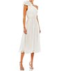Color:White - Image 1 - Asymmetrical One Shoulder Sleeveless Ruffle Midi Dress