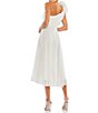 Color:White - Image 2 - Asymmetrical One Shoulder Sleeveless Ruffle Midi Dress