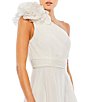 Color:White - Image 3 - Asymmetrical One Shoulder Sleeveless Ruffle Midi Dress
