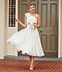 Color:White - Image 5 - Asymmetrical One Shoulder Sleeveless Ruffle Midi Dress