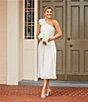 Color:White - Image 6 - Asymmetrical One Shoulder Sleeveless Ruffle Midi Dress