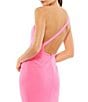 Mac Duggal Asymmetrical Ruched One Shoulder Sleeveless Open Back Detail Trumpet Sheath Gown, Color:Hot Pink - Image 4