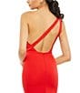Mac Duggal Asymmetrical Ruched One Shoulder Sleeveless Open Back Detail Trumpet Sheath Gown, Color:Red - Image 3